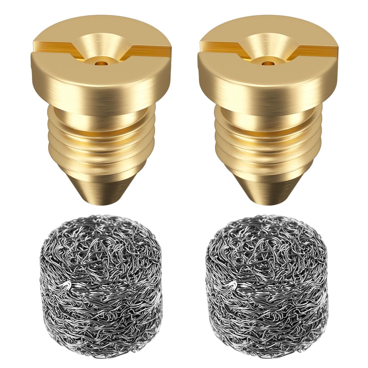 2 Pieces 1.1 mm Orifice Foam Cannon and 2 Pieces Foam Maker, Universal Brass Thread Nozzle Tips and Mesh Filter for Snow Foam Lance, Tool Daily Foam Cannon