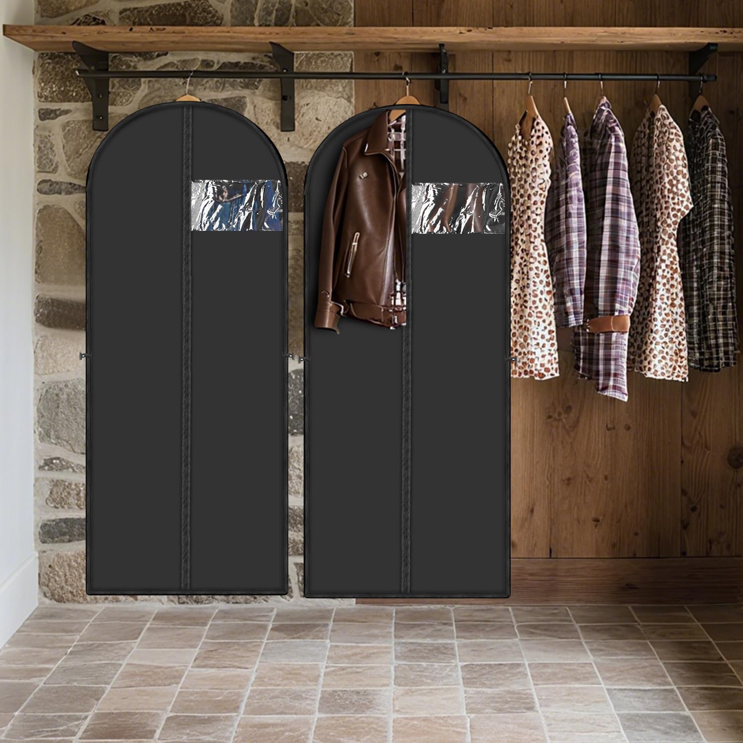 2 x torba na suknię ślubną, 180 x 60 cm, odporne na kurz, pokrowce na ubrania, długie torby na sukienki, z uchwytem, wodoodporne pokrowce na garnitury