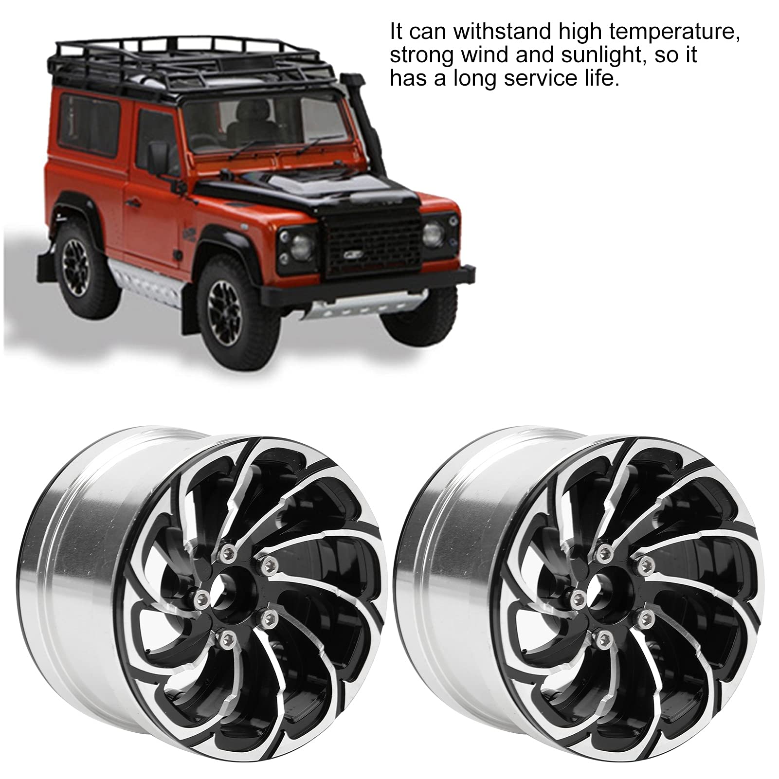 Obręcze Kół RC, Odporne na Zużycie, Trwałe Felgi ze Stopu Aluminium Beadlock z Blokadą, Nieprzywierające, Kompatybilne z Samochodami Gąsienicowymi RC w Skali 1/10(czarny)