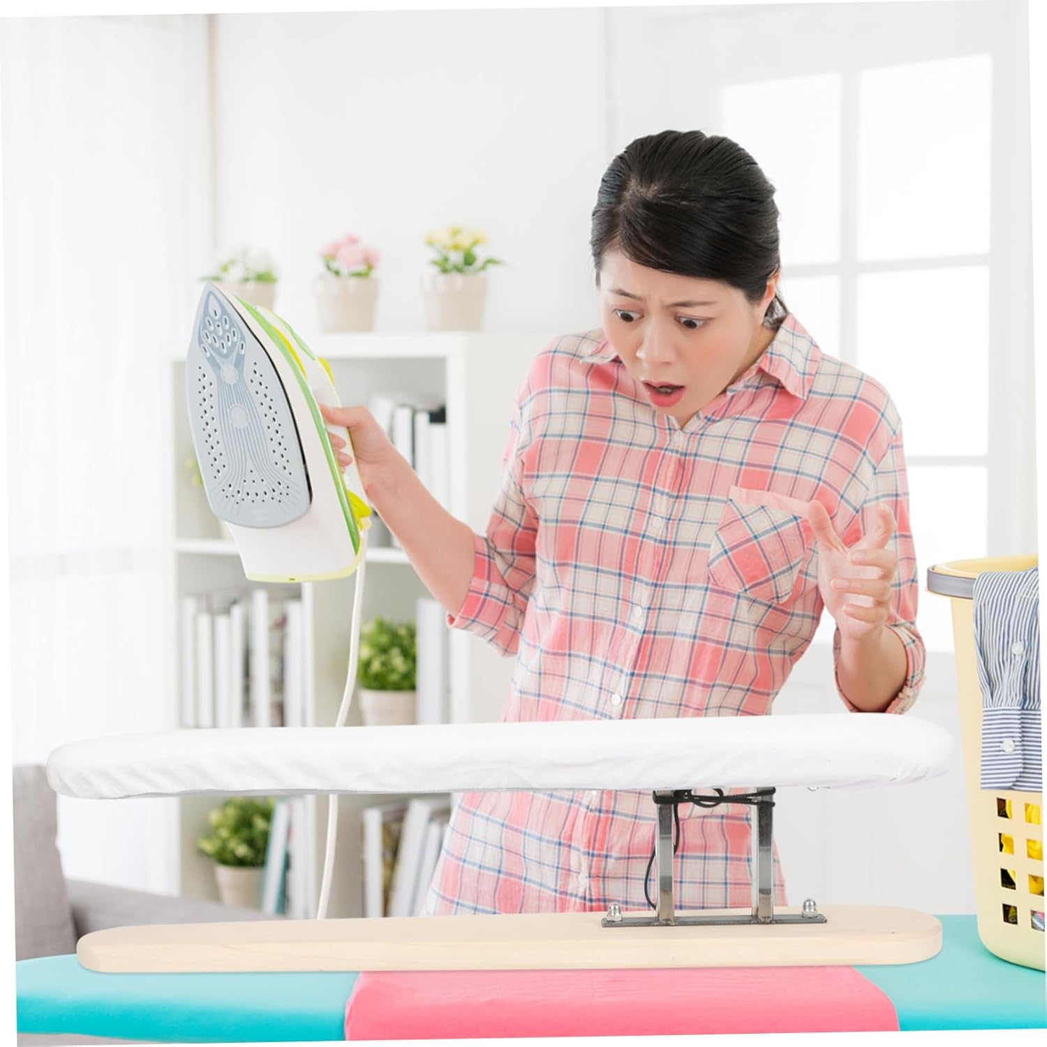 TEHAUX Wooden Household Ironing Board with Stable Bracket and Compact Design Suitable for Shirts and Sleeves for Home Dorm and Tailoring Use