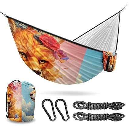 Vigetue Camping Hammock Double & Single Portable Hammocks with 2 Tree Straps, Great for Hiking,Backpacking,Hunting,Outdoor,Beach,Camping, Fox (51)