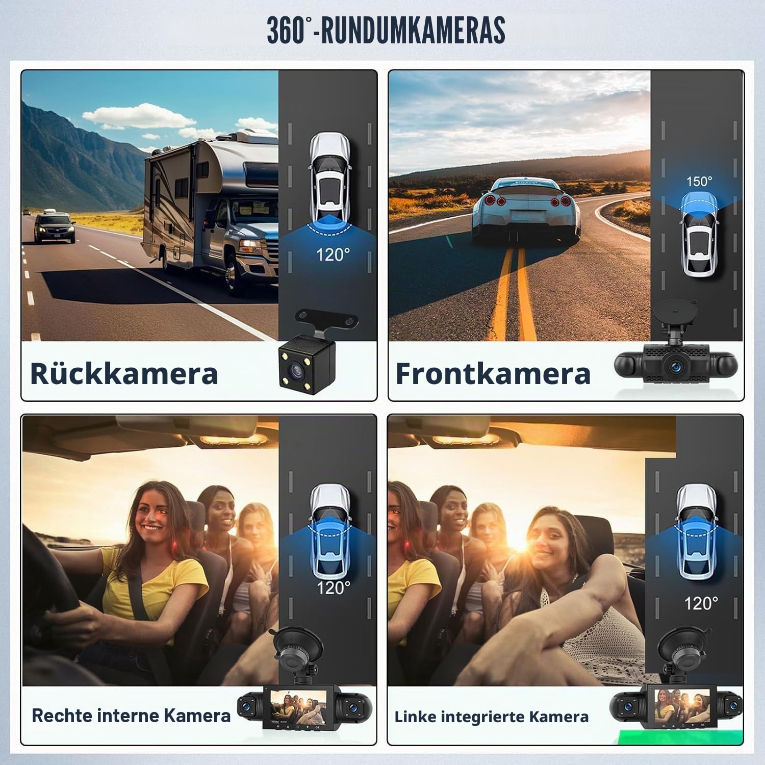 1080P WiFi Dashcam für Auto mit App, 3 Zoll Frontkamera, 24h Parküberwachung, Nachtsicht, G-Sensor, Loop-Aufnahme, klappbar & spiegelbar, inkl. 64GB Karte, für iOS/Android