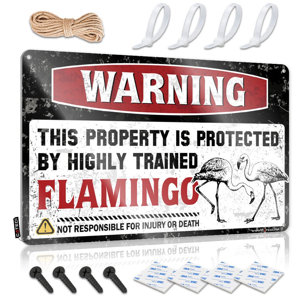 Cartello Divertente In Metallo “Warning Protected By Ducks” – 20x30 Cm – Vintage Con Fori Per Parete - 3