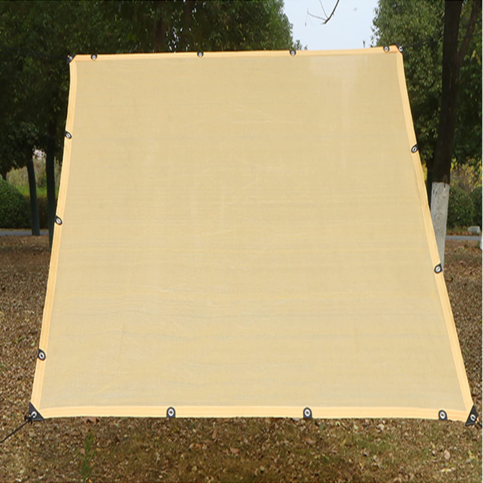 Beige schaduwnet,Luifel Zonnescherm Net,Terras schaduw zeil,90% schaduwstof zonneschermdoek,Ademende luifel,Rechthoekig/Anti-veroudering/Scheurbestendig,Met doorvoertules,2x3m(7 * 10ft