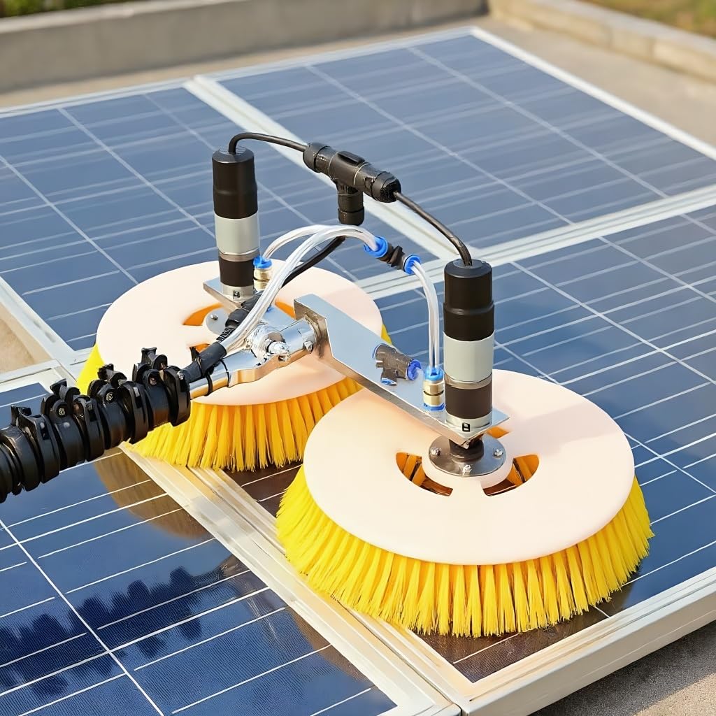 Aioneer Solar Panel Cleaning Brush Electric Rotating Scrubber With Extendable Pole For Window Glass And Photovoltaic Maintenance-2M