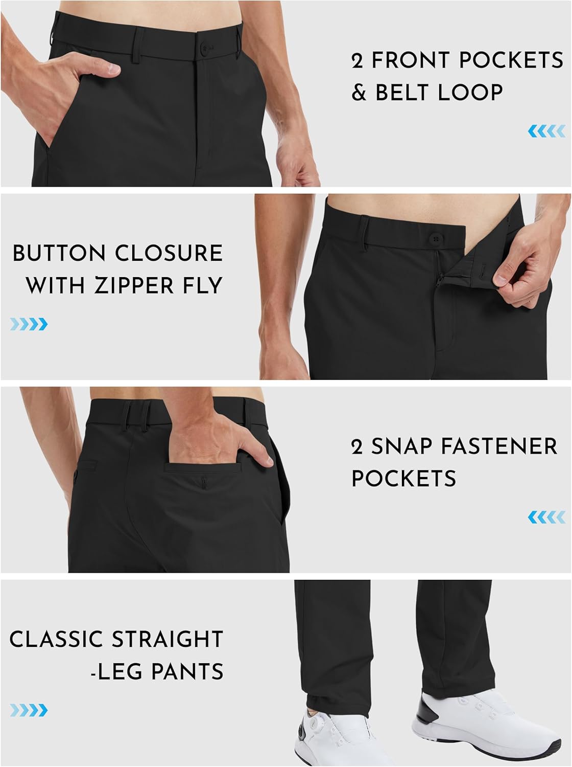 LETAOTAO 32"/34"/36"/38" Tall Mens Golf Pants Work Dress Pants Stretch Lightweight Classic Fit Casual Trousers with Pockets - Image 4