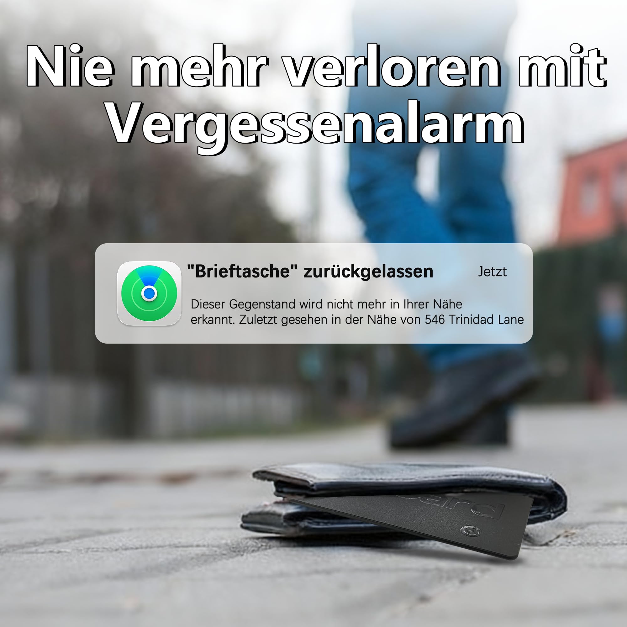 Ultradünn Wallet Tracker (für iOS und Android) IP68 wasserdichte Bluetooth-Suchkarte für Taschen und Pässe, kompatibel mit Apple Find My & Google Find My Device – 5 Jahre Akkulaufzeit