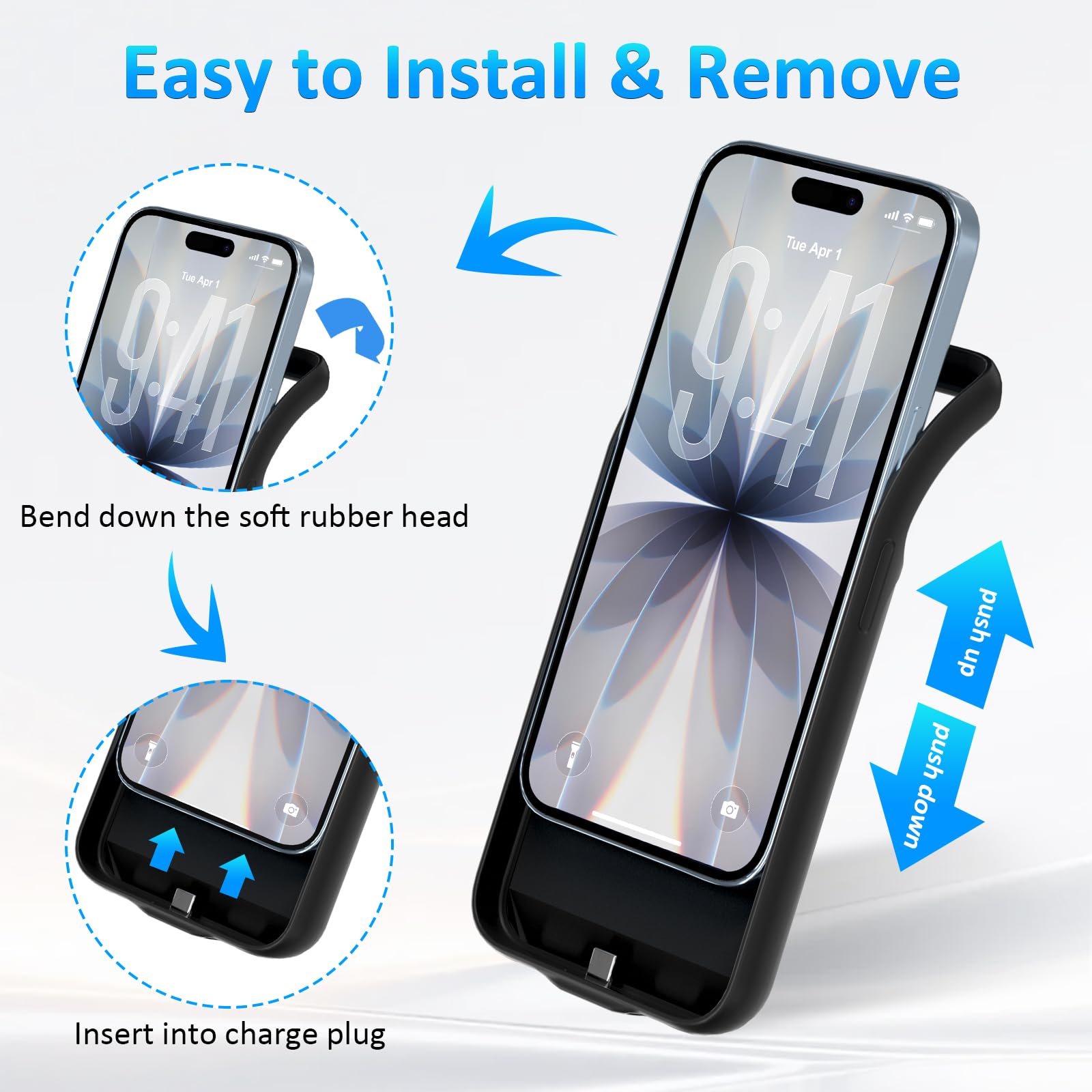 Funda de Batería para iPhone 17 (6.3"), Cargador Portátil de 8500mAh, Funda Ultrafina de Batería Extendida, Cargador de Teléfono y Funda Protectora con Función de Carga para iPhone 17