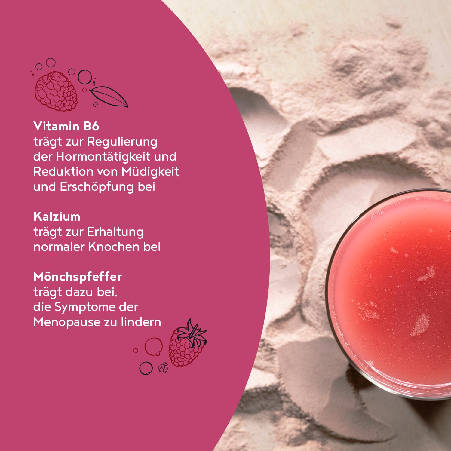 Menopause Elixier | 300g | Hormon Balance Pulver, nicht Kapseln | Hochdosiert Mönchspfeffer, Yamswurzel, Myo Inositol, Vitamin B6, D & Calcium | Wechseljahre Komplex | Vanille-Himbeer | Alpha Foods