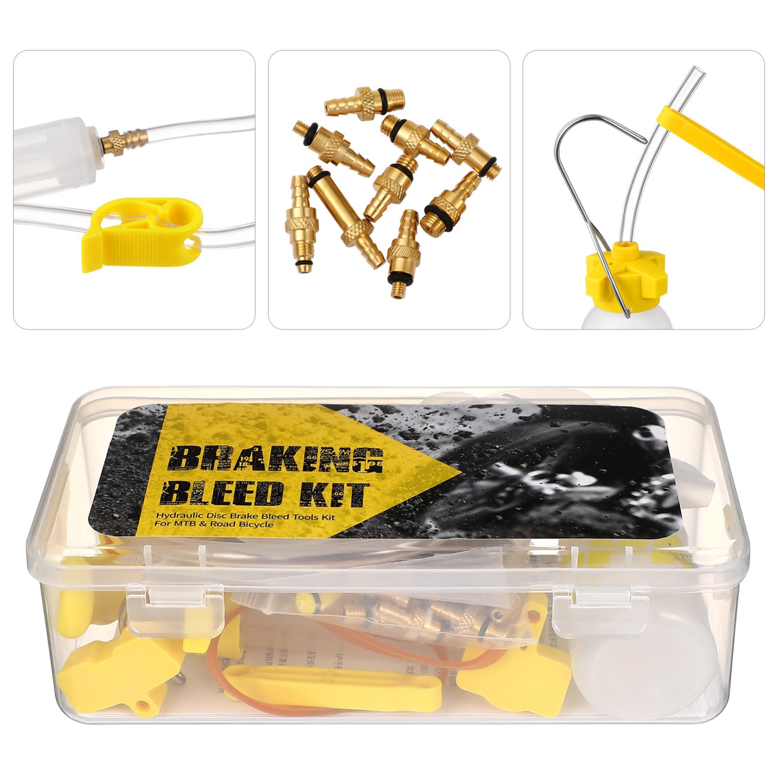 Entlüftungsset für Mountainbike Bremsen mit Hydraulischer Scheibenbremse Ölfüllung Kunststoff und Kupfermaterial Inklusive Öltankflasche und Trichter für Professionelle Wartung