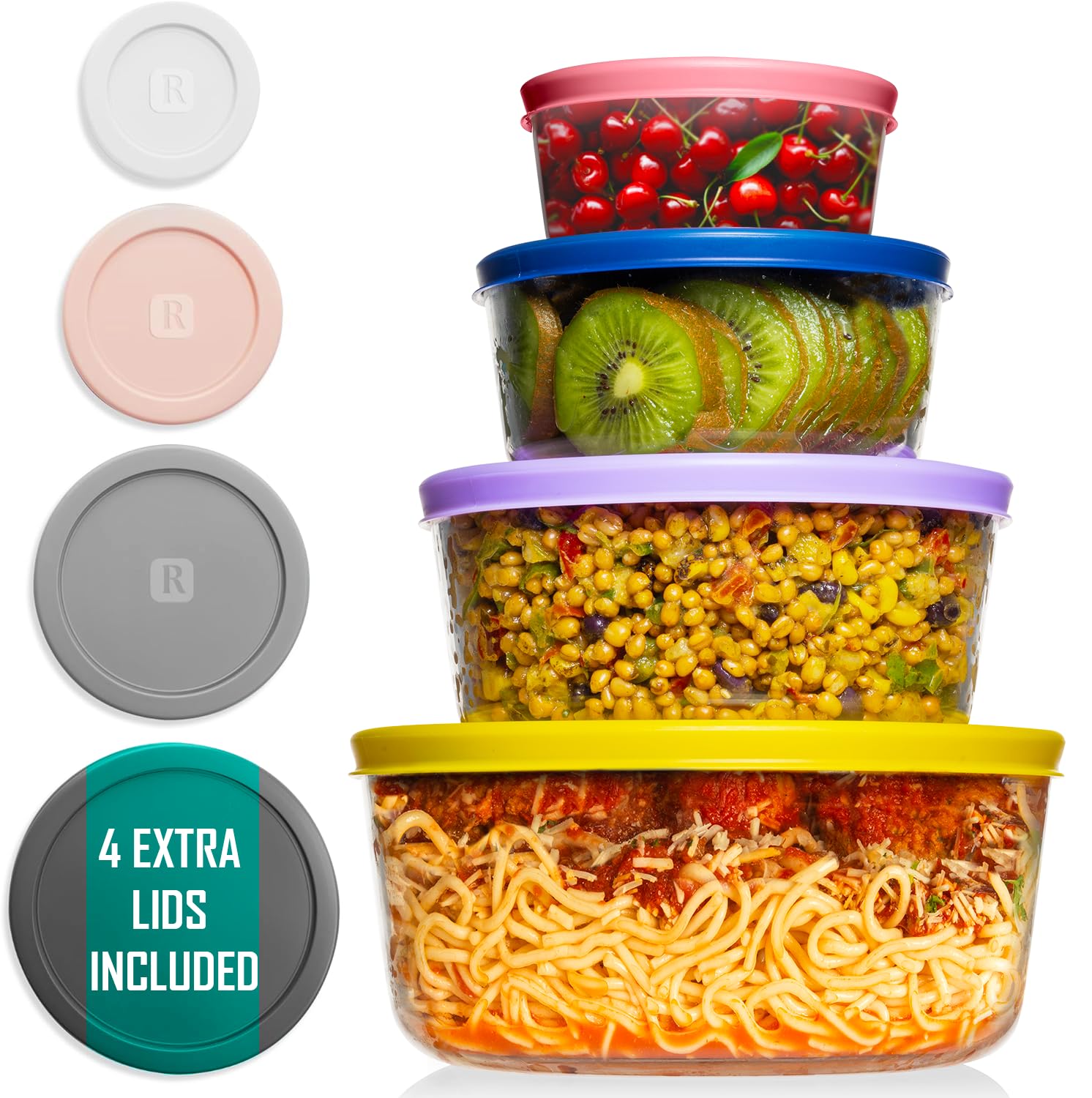 Razab12 Pcs Large Glass Food Storage Containers with Lids - Airtight Glass Meal Prep Containers Reusable, BPA-Free Food Prep Containers for Freezer & Microwave - Large Glass Mixing Bowls with Lids