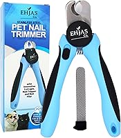EHJAS Pet Nail Clippers for Dogs & Cats: Stainless Steel Trimmer with LED Light, Nail Trapper & Filer, Safe Blue Grooming Tool