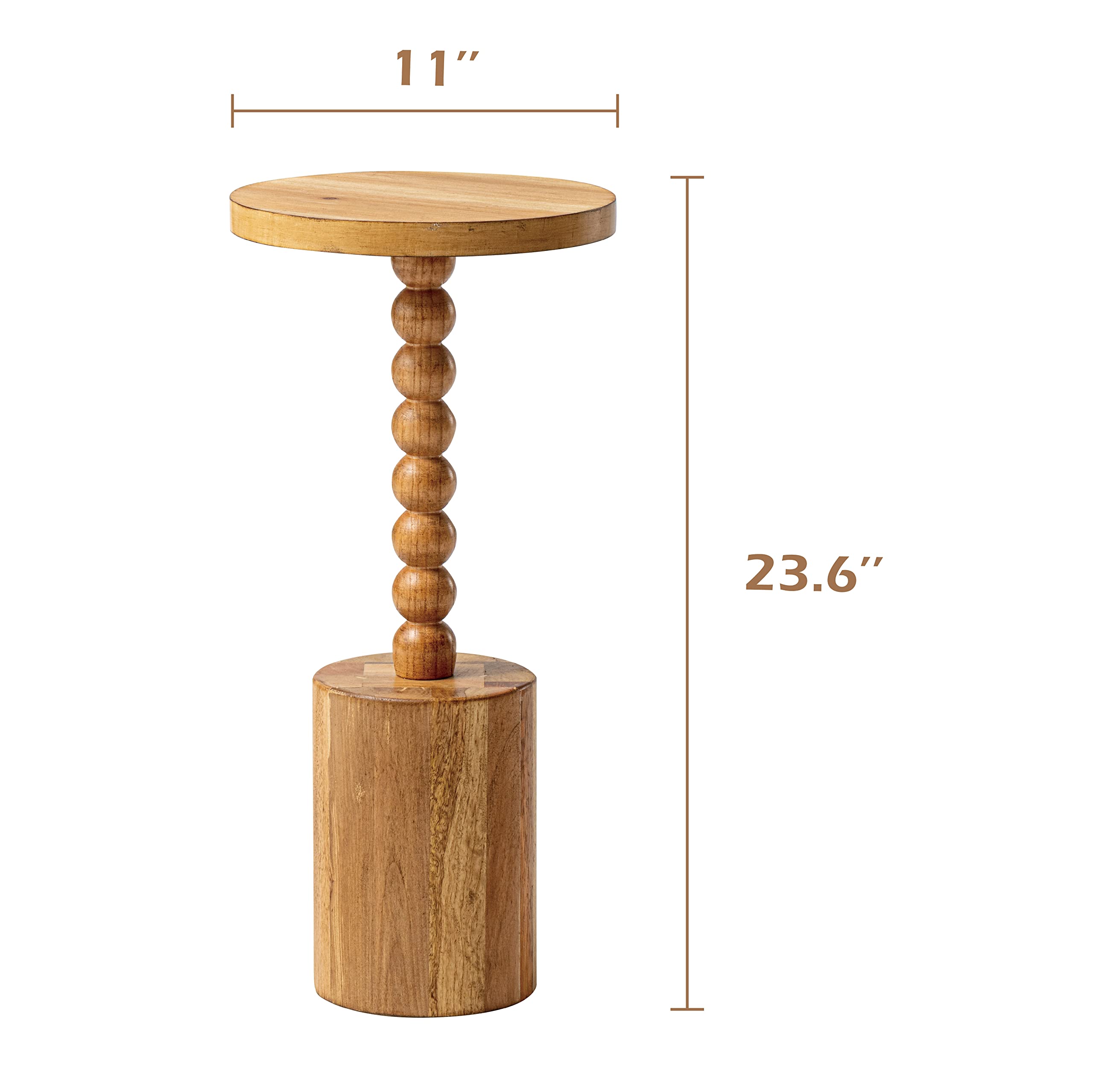 COZAYH Farmhouse Pedestal End Table, Rustic Wood Drink Table with Base, Round Martini Table for Small Space Living Room, Bedroom, Natural Wood Color (PH03065-0)