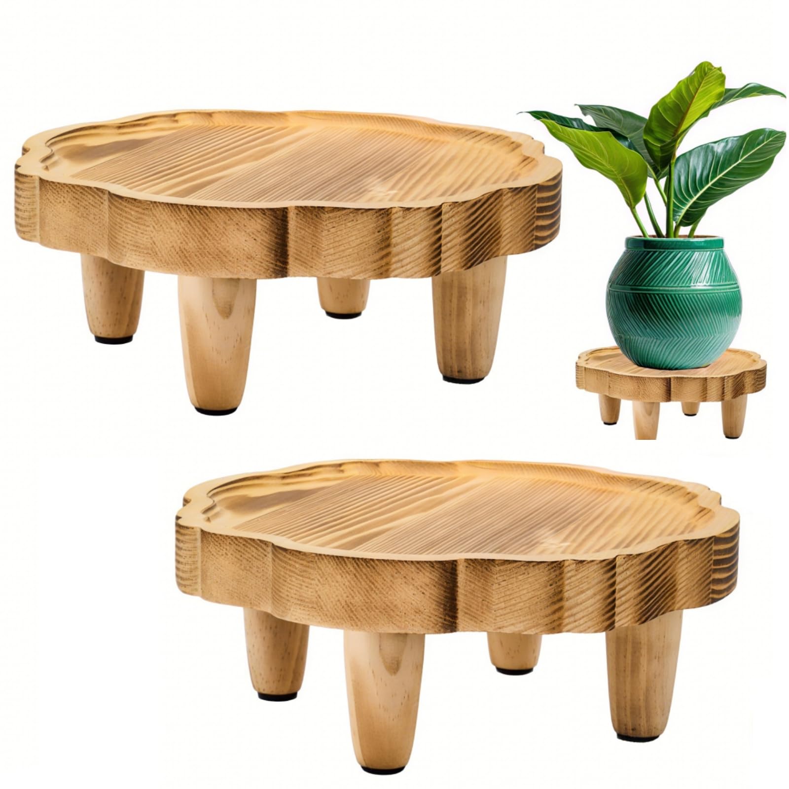 Présentoir de tabouret en bois Covzoe lot de 2 rehausseurs de 21,6 cm pour plantes et pots
