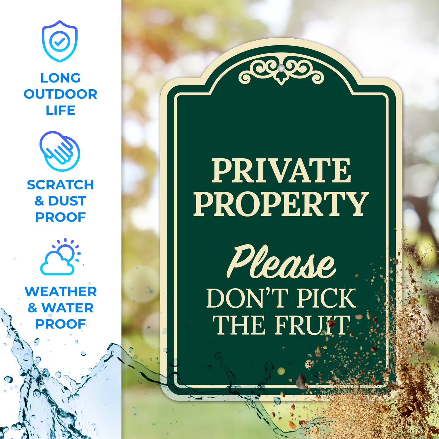 Please Don’t Pick The Fruit Décor Sign, Green Dark, 12x18 Inches, ACM, Fade Resistant, Made in USA