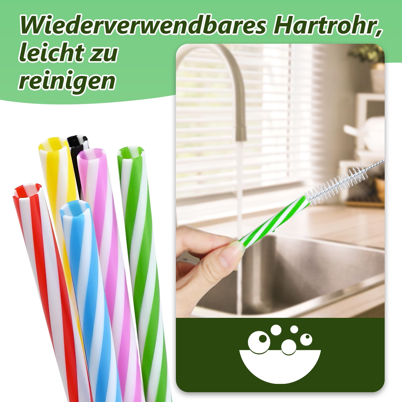 60 Unidades Pajitas Reutilizables, Pajitas Cócteles con Cepillos de Limpieza, Coloridas Pajitas, Pajitas Larga para Bebidas Frías Juice Coffee Cóctel