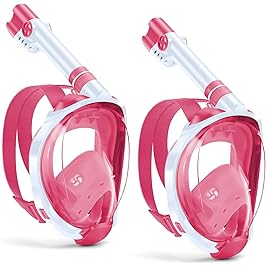 W WSTOO Kids Full Face Snorkel Masks,Suitable for Beginners Dry Top Snorkeling Gear,Can Your Mouth or Nose to Breathe,180 Degrees Panoramic View,Anti-Fog Anti-Leak,Summer Travel and Vacationing Gifts