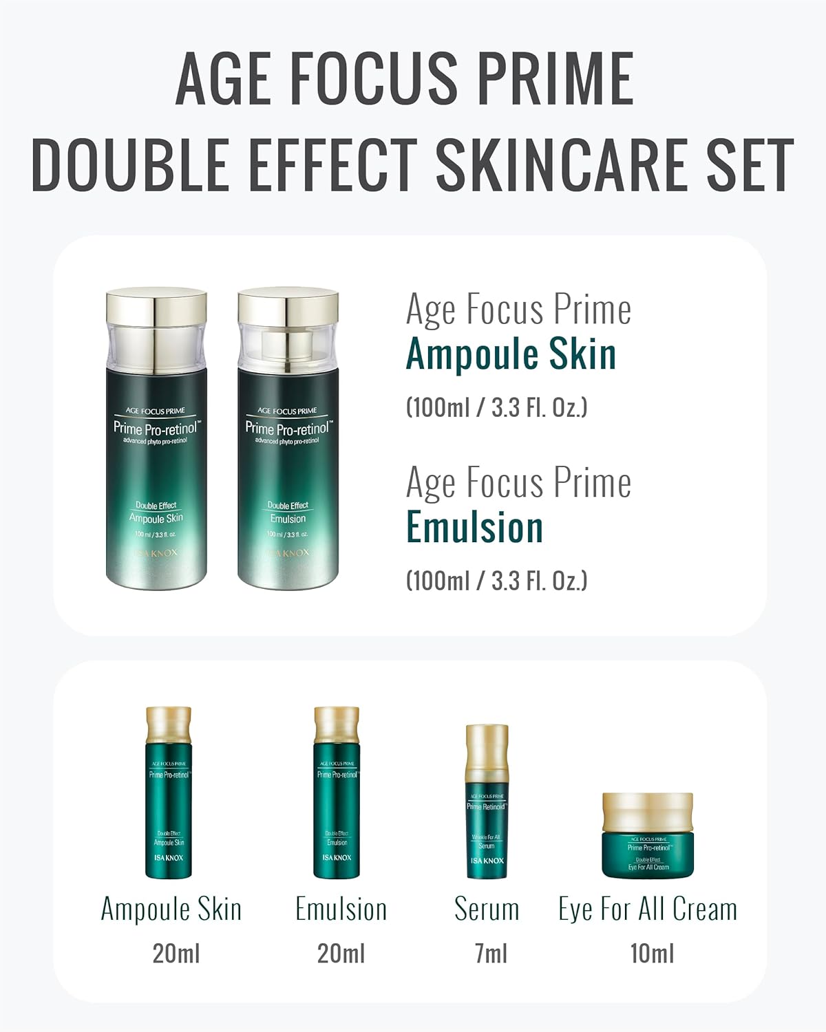 ISA KNOX Age Focus Prime Double Effect Skincare Special Set (8.5 fl oz) - Korean Skincare for Moisturizing, Firming, and Nourishing. with Prime Pro-Retinol™, Phyto DNA, and Phyto Pro-Retinol™. - Image 6