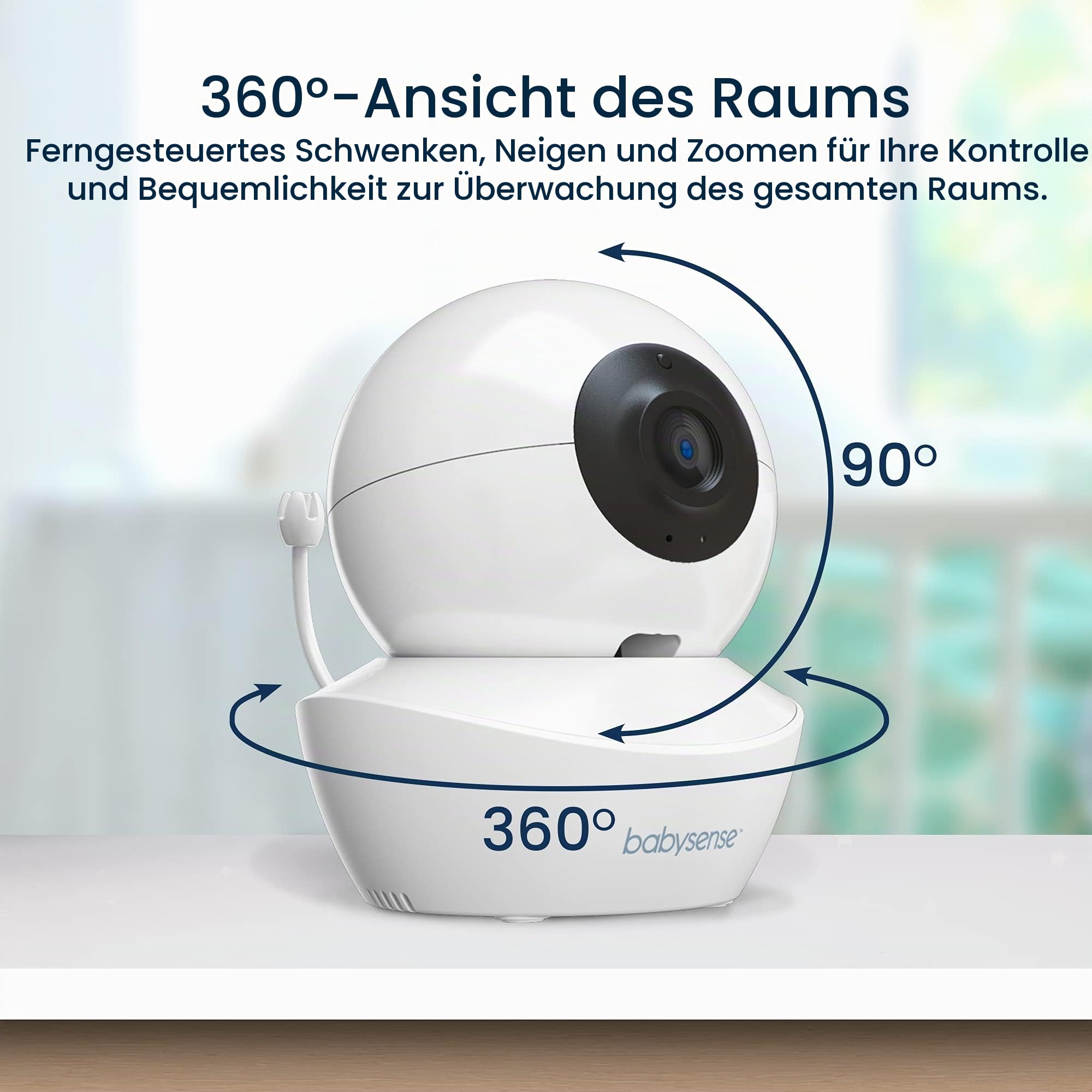 Babysense Babymonitor mit Geteilter Bildschirm 4,3“, Video Babyphone mit Zwei Kameras, PTZ-Funktion, Reichweite 300m (freien Raum), Nachtlicht, Zwei-Wege-Kommunikation, Nachtsicht, Schlaflieder