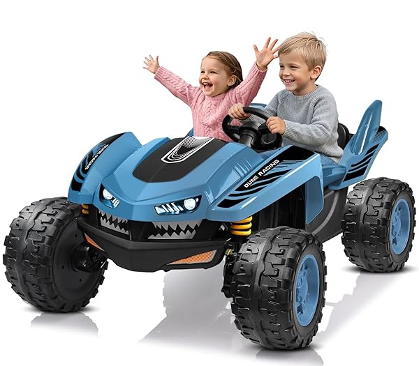 ANPABO 24V Ride on Toys for Big Kids, 4x200W, Max 5.1MPH, EVA Tires, 21" Spacious 2 Seater, 4-Wheeler Suspension, Remote Control, Bluetooth, Ride on Cars for Kids Aged 3-12 (Blue)