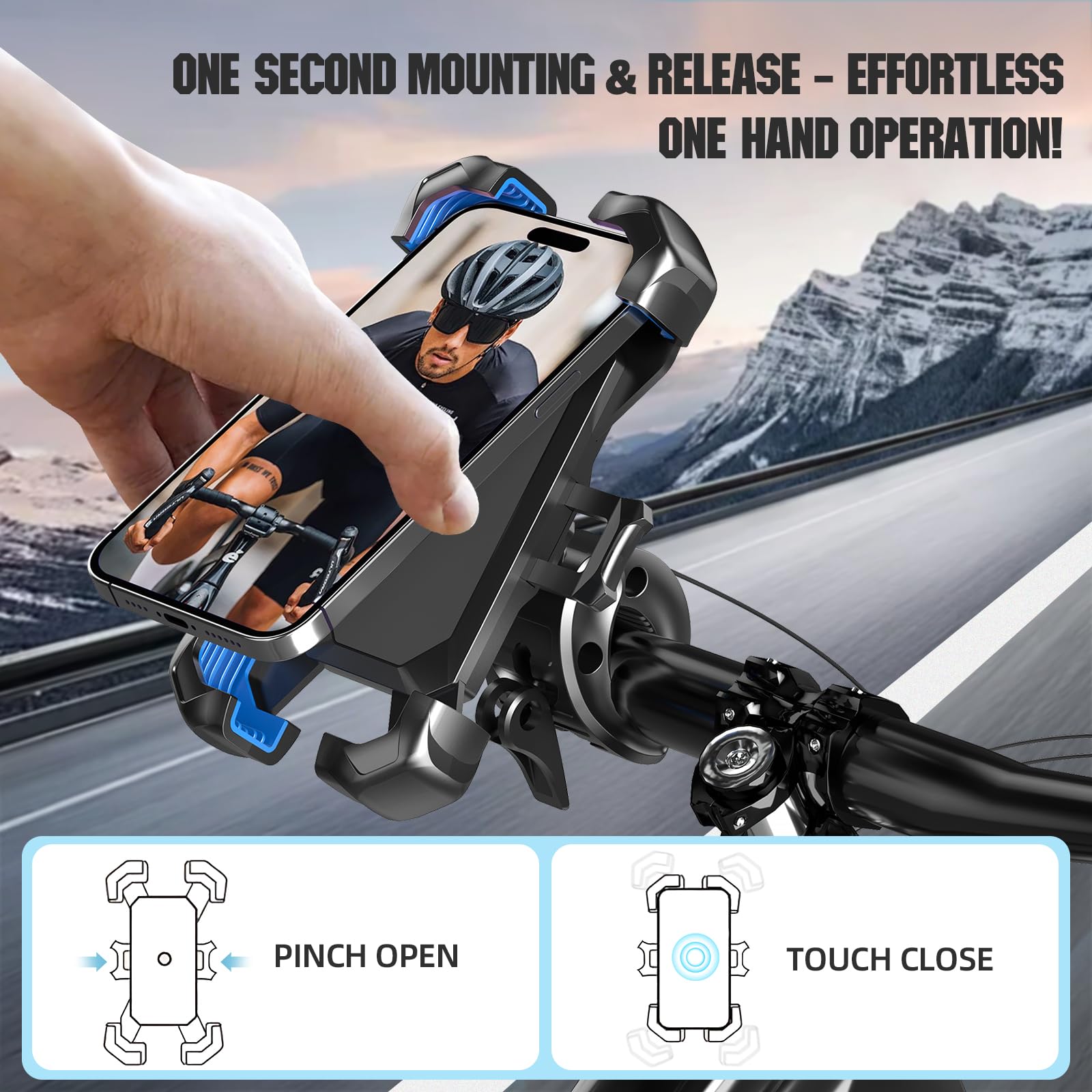 ETOREAIR Bike Phone Holder Mount Universal Bicycle Motorcycle Phone Mount for Scooter Electric Bike Mountain Bike for iPhone
