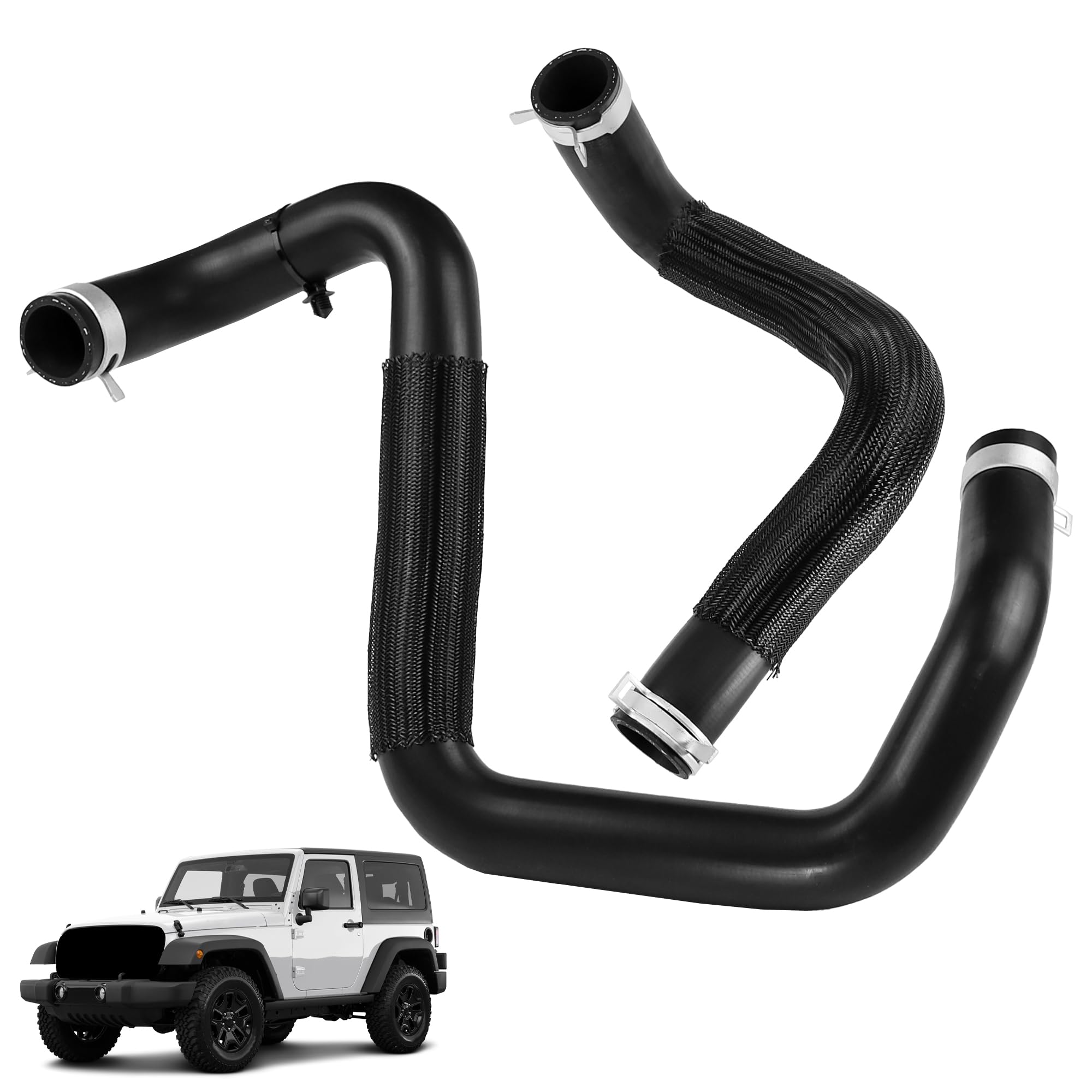 Photo 1 of Motarithl Radiator Upper Coolant Hose 55111394AC and Lower Coolant Hose 55111395AE Compatible with 2012-2017 Jeep Wrangler 2018 Jeep Wrangler JK Radiator Inlet Hose and Outlet Pipe