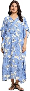 CRAFTBAZAR Women Rayon Sky Blue Printed Feeding MaternityKaftan Nighty. Price In India