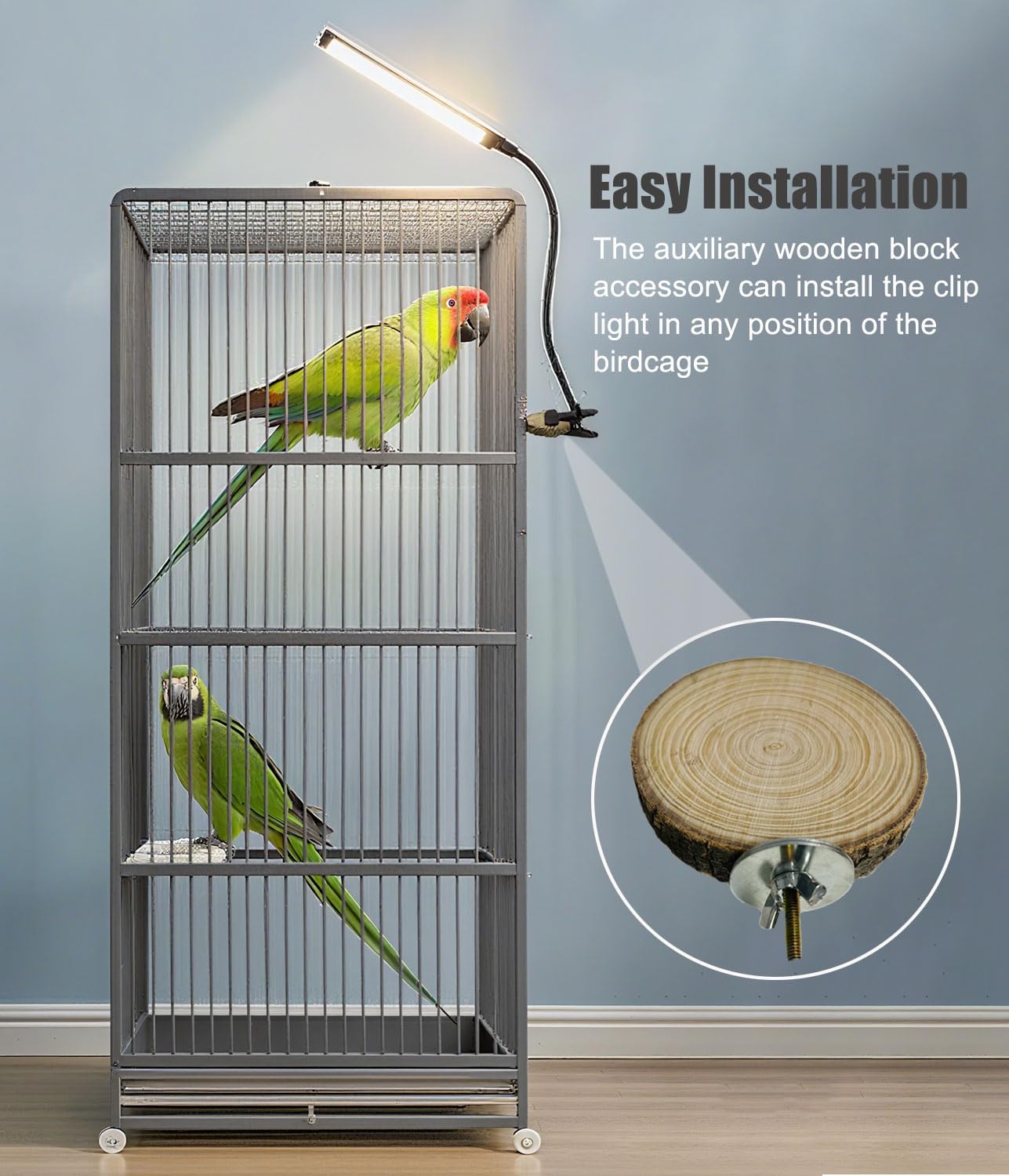 KINGYEENUO Luce a LED a spettro completo, dimmerabile e timer 3/9/12H, 105 perline LED per simulazione dell'ambiente naturale, sicuro per uccelli a gancio, kit di illuminazione combo