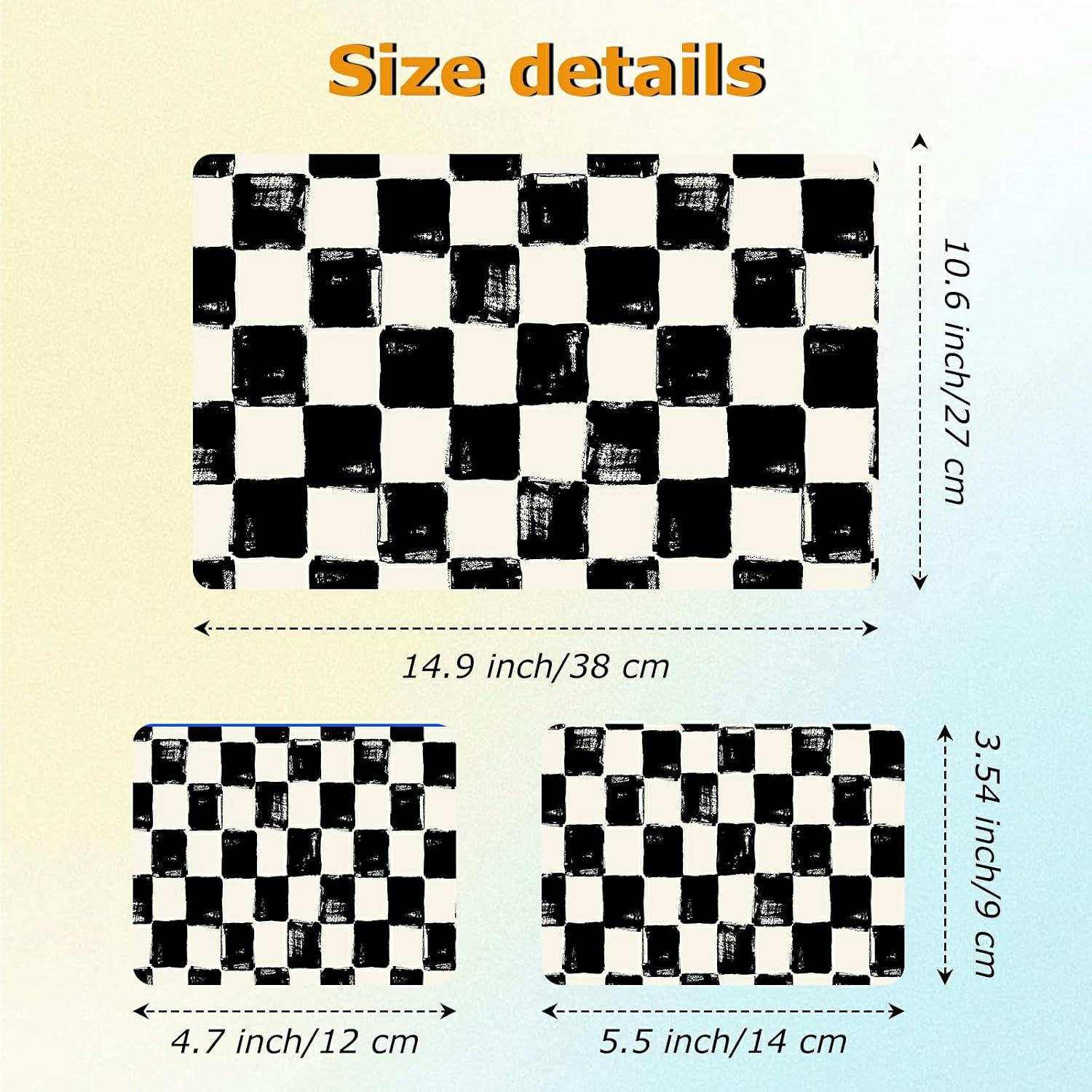Universal Laptop Skin Sticker with 2 Wrist Pad Decals, 3-Piece Removable Vinyl Laptop Cover, Black and White Checkered Waterproof Anti-Scratch, Easy-Trim Fit for 13.3" 14" 15.6" Laptops
