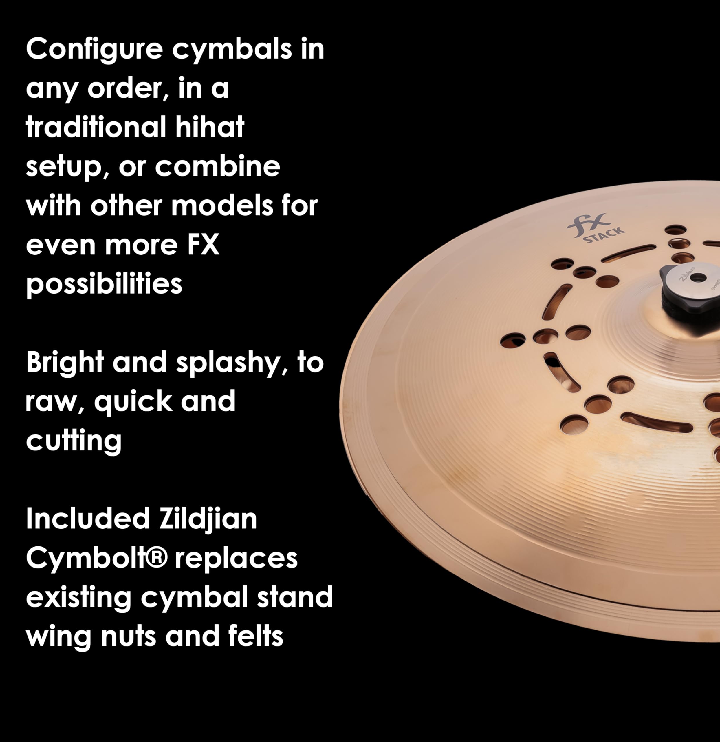 Zildjian FX Stacks 14” Cymbal Stack, Large FX Stack with Quick Tension Control, Crisp, Trashy Percussion Sound - Image 4