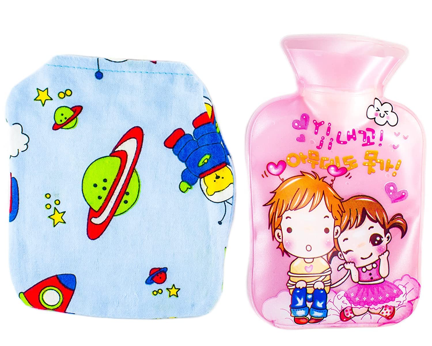 NOBILEA Winter Mini Warm Hot Water Bag Cartoon Pattern Hot Water Bottles Lady Kids Gifts Physiological Period Warm Accessories Pack of 2 with Assorted Color and Design 4