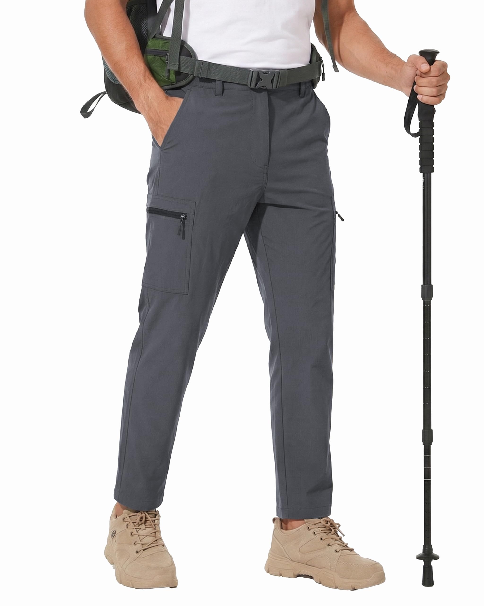 NATUVENIX Pantalones de senderismo para hombre con cremallera off, pantalones de trekking para hombre, ligeros, cargo de verano, pantalones de trabajo para hombre, elásticos