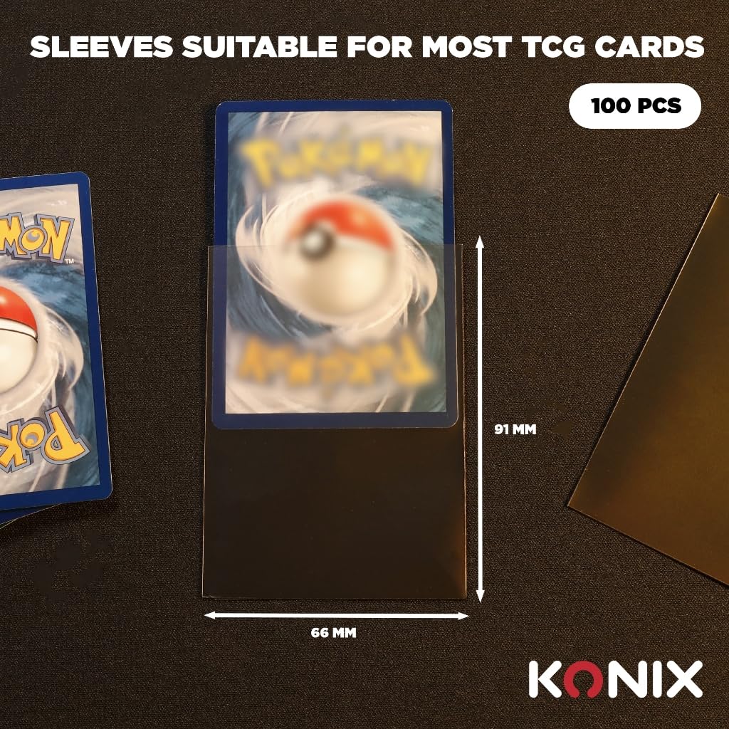 66x91 card sleeves Konix Black Matte 66 x 91 mm Competition Sleeves - 100 Sleeves - Compatible Magic The Gathering, Pokémon - Plastic designed to prevent wear Pokemon: Factory Sealed Team Variant:Moltres/Articuno/Zapdos twoyearold
