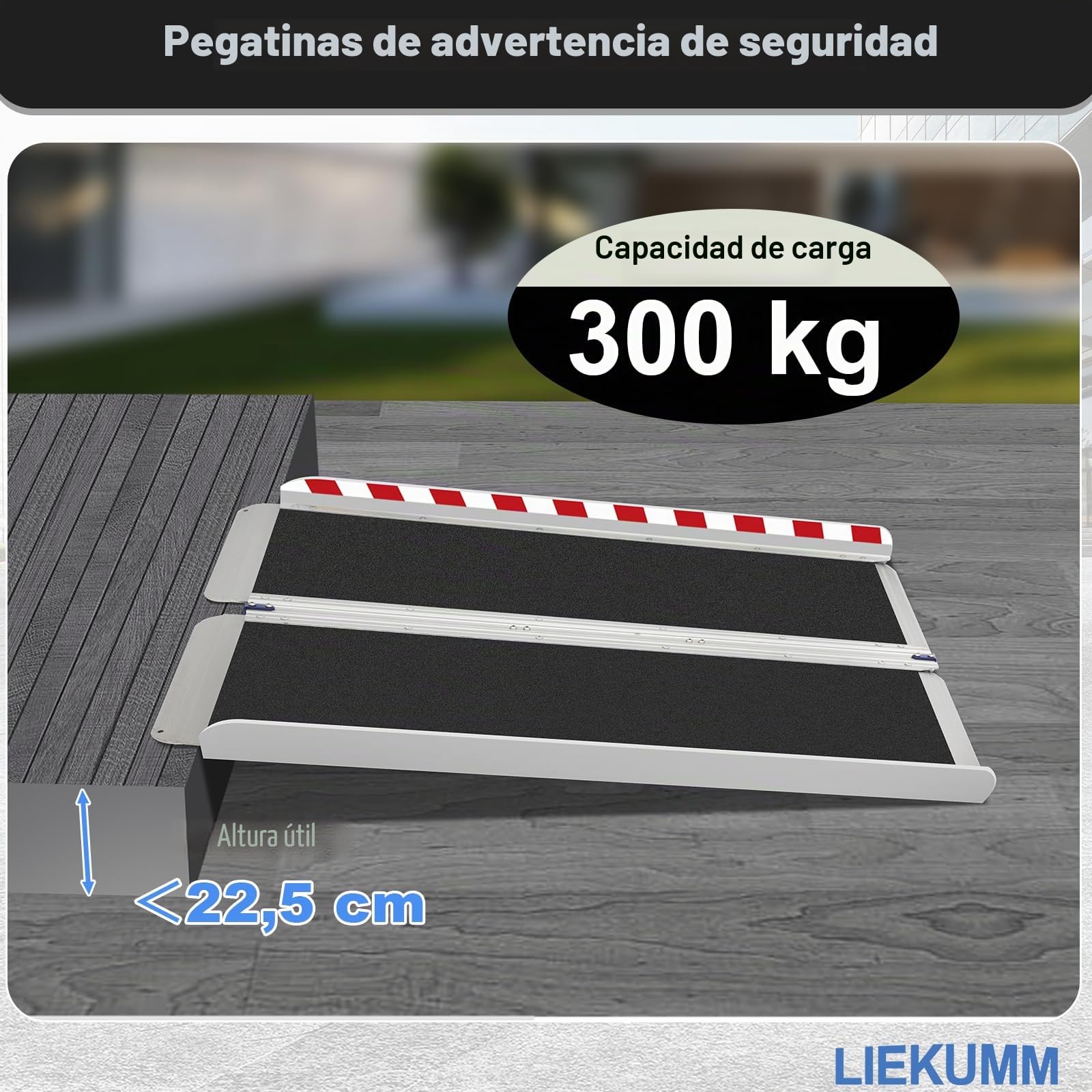 LIEKUMM Rampas para Silla de Ruedas 91 x 77 cm, Capacidad de Carga 300 kg, Rampa Plegable de Aluminio para Escaleras, Escalones y Bordillos, Rampa Escalon para Sillas de Ruedas Eléctricas y Manuales