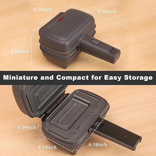 Miniatura 3 de Mini sandwichera con platos extraíbles Máquina portátil de queso a la parrilla, sándwichera de desayuno eléctrico con platos antiadherentes, prensa