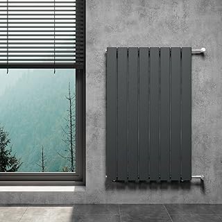 WITEN&NOCK Design Heizkörper Flach Paneelheizkörper Anthrazit 600 x 950 mm Einlagig mit Seitenanschluss Austauschheizkörper Nabenabstand 900 mm inkl. Montageset