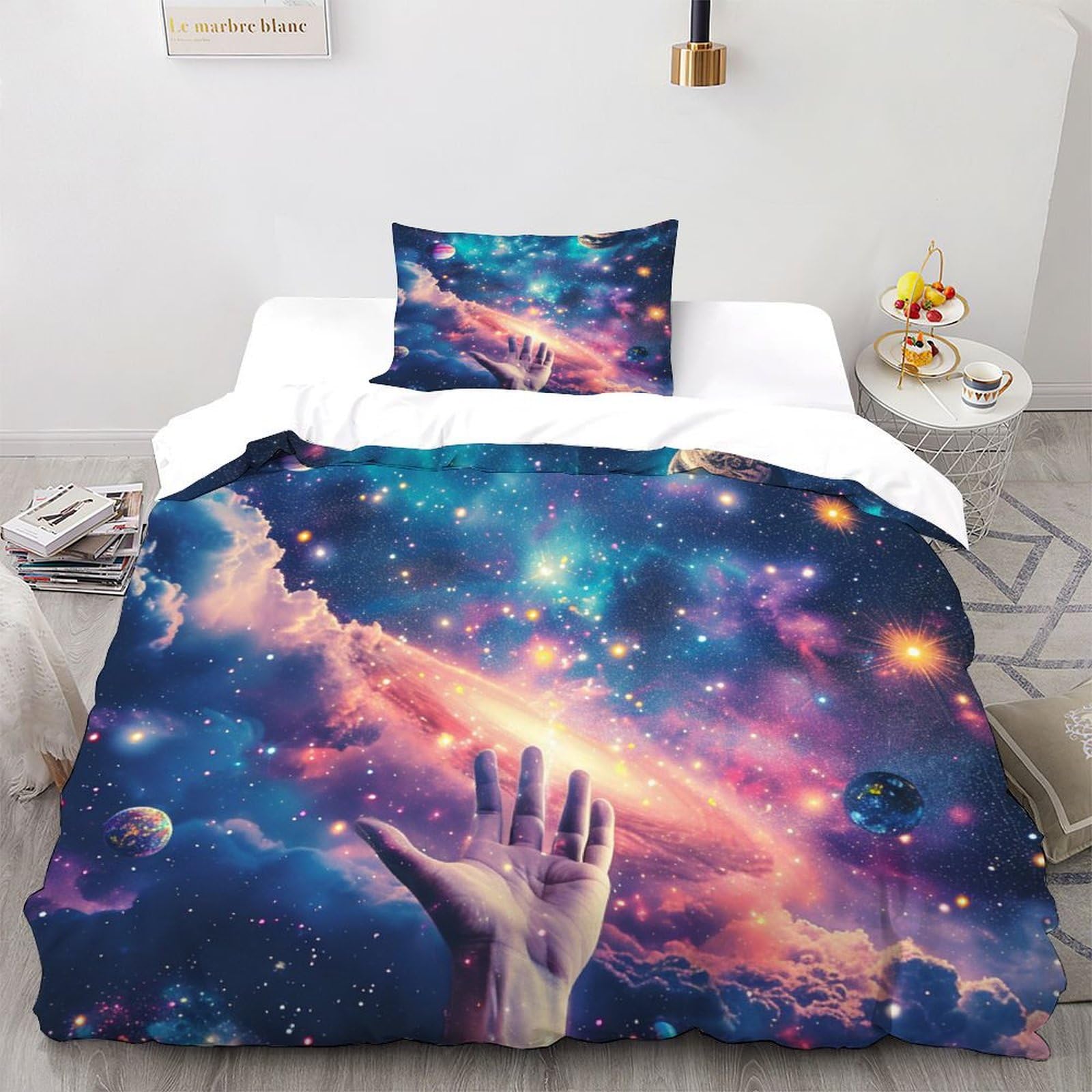 Housse de couette starry sky lit simple pour chambre adulte ambiance astro et cocooning