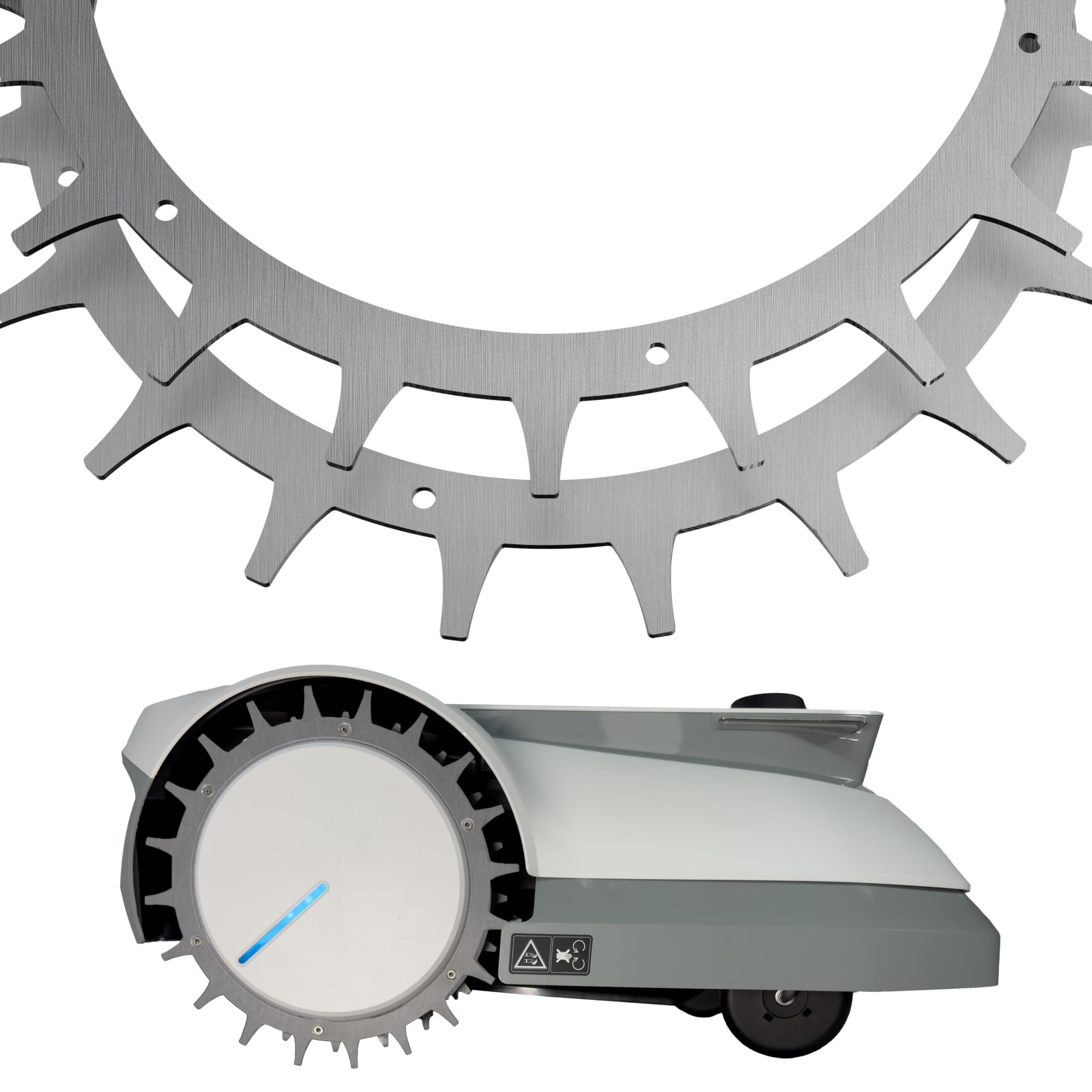 Pinchos para robot cortacésped Ecovacs GOAT – Acero inoxidable – Agujeros de tornillo avellanados – 14 x tornillos Torx – Ayuda de tracción para robot cortacésped – Diámetro exterior 235 mm