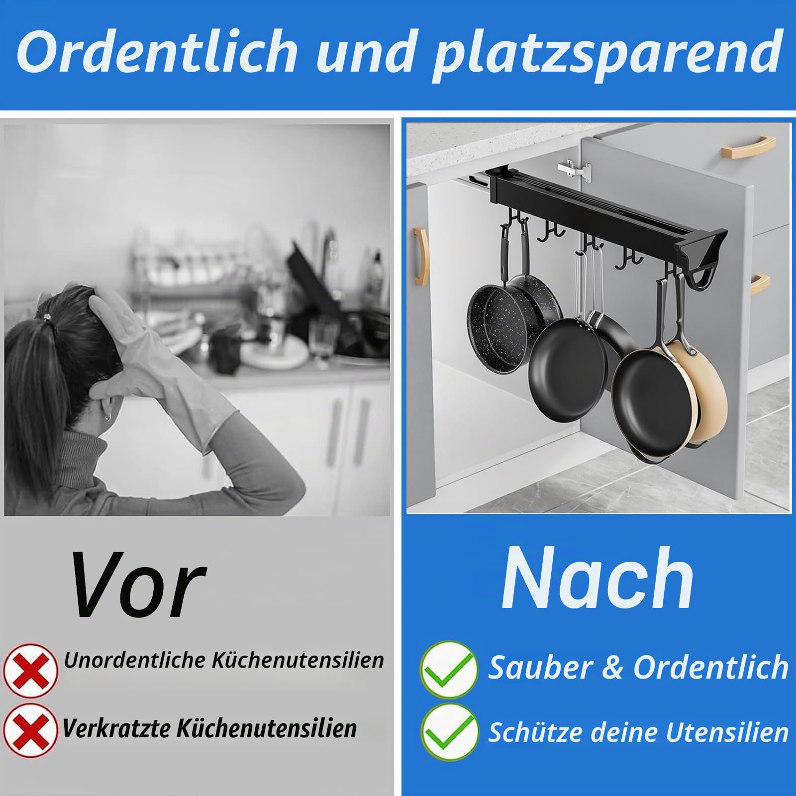 Soporte extensible de 36 cm para fregona y escoba, herramienta de limpieza que ahorra espacio para cocina y armario, solución de almacenamiento con gancho multifuncional de fácil instalación