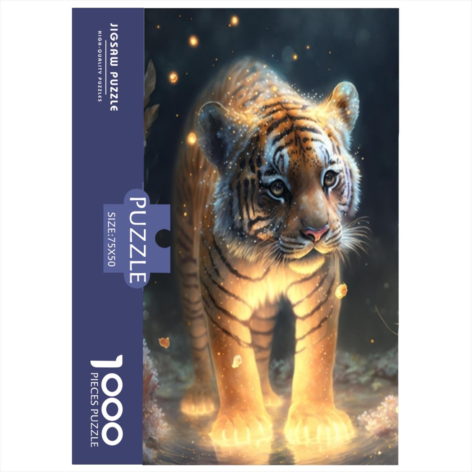 Holzpuzzle Tiger – 167 Teile, 28,5x30,5 Cm, Mit Geformten Tierteilen & Holzbox Inkl. Ständer