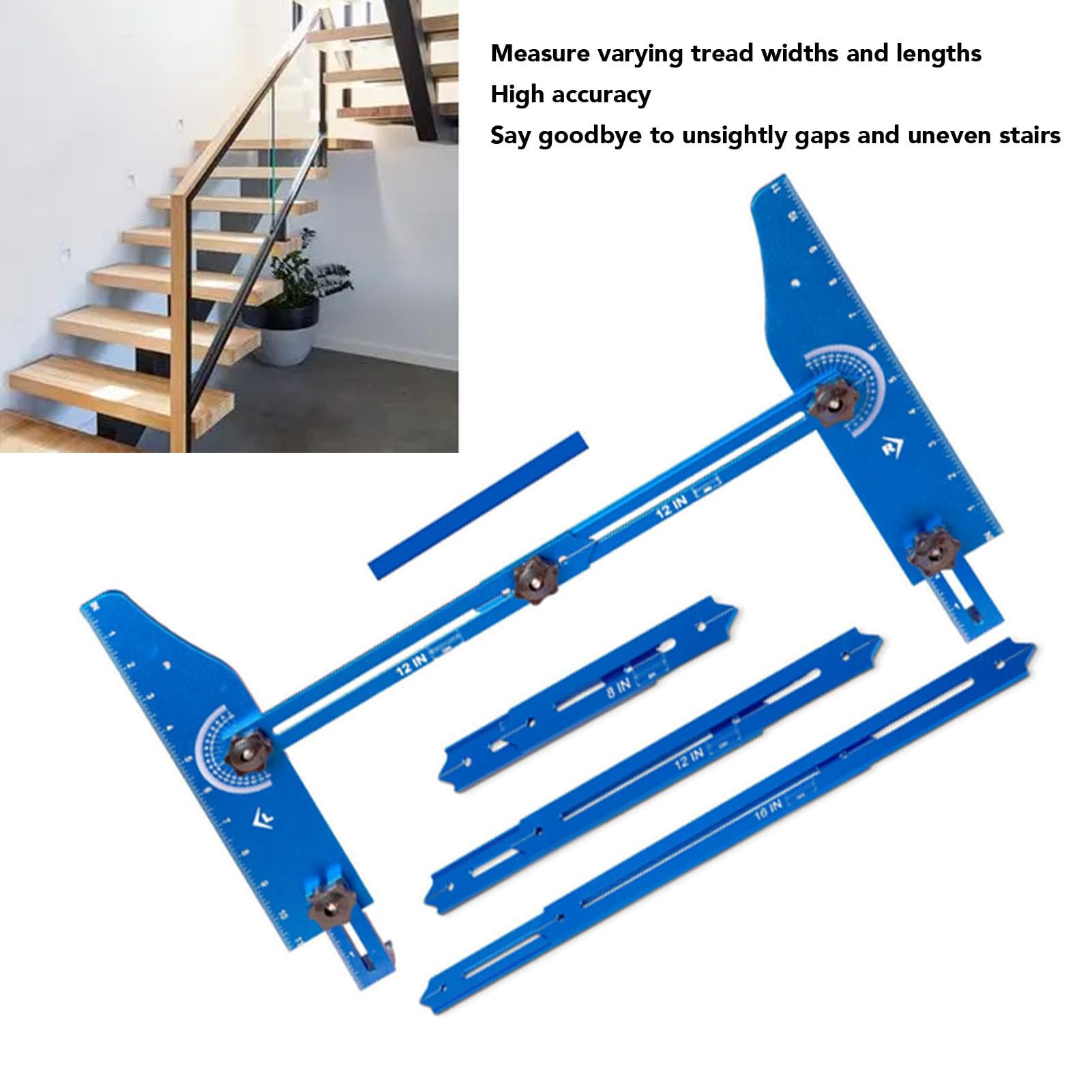 Stair Tread Teplate Tool, 11-60inch Adjustable Stair Treads Gauge