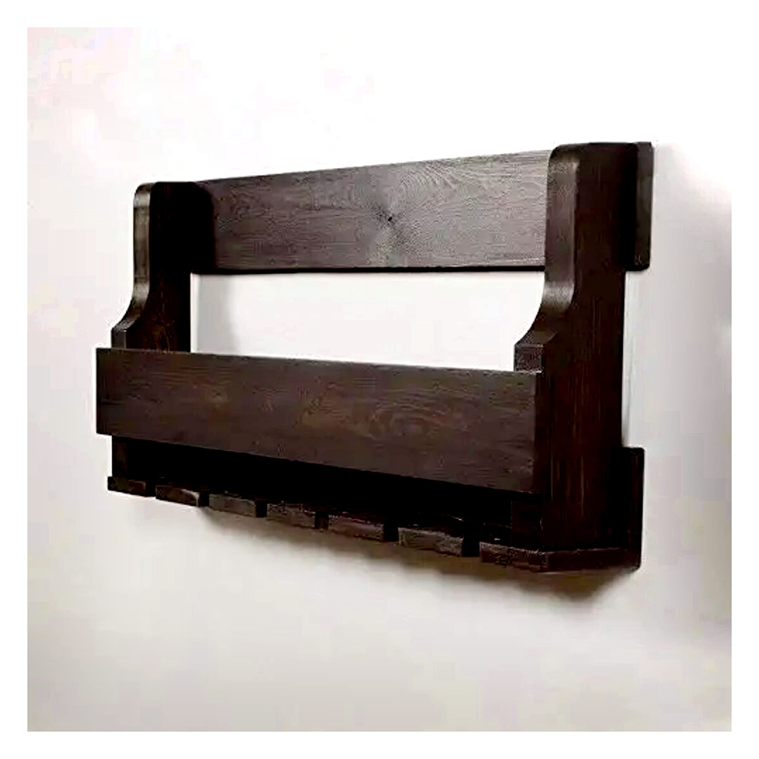 OGNIJA Wooden Wall Hanging Design Bar | Bar Cabinets for Home | Mini Bar for Home | Solid Wood Make Wine Storage Cabinet with Glass Hanging Space-Walnut Finish 2