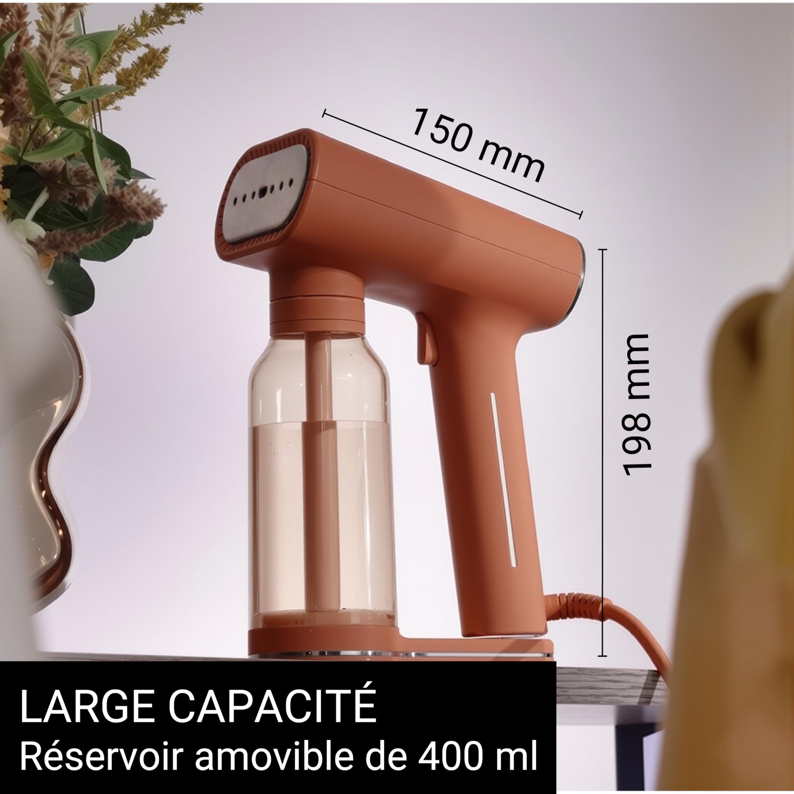 STEAMONE - Steamer Défroisseur à vapeur 2000W, 30g/min - Fer portatif - Capacité 400 ml - Élimine 99,99% d'impureté - Prêt en 30s - Cable 3m - Format compact - KARL XL - RUST400