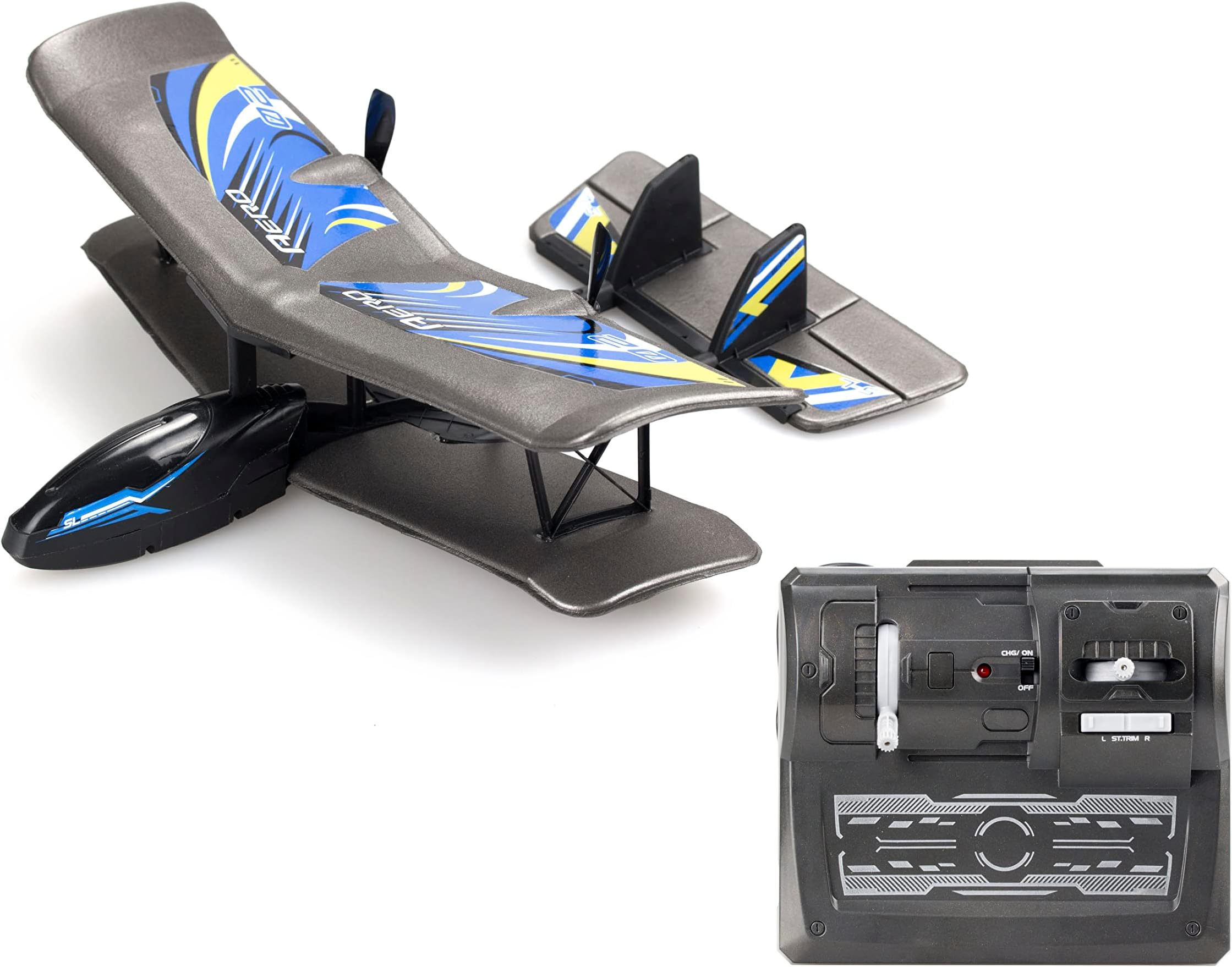SilverLit Bi-Wing Evo Lightweight Durable 2-Channel Plane with Twin Motors and Easy Control 2.4GHz RC Aircraft
