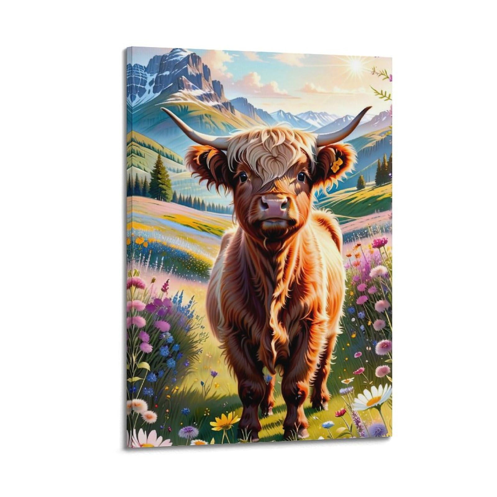 ZSZWHJ Animal Poster Calf in The Grassland Artwork Poster Decorative Painting Canvas Wall Posters And Art Picture Print Modern Family Bedroom Decor Posters 16x24inch(40x60cm)