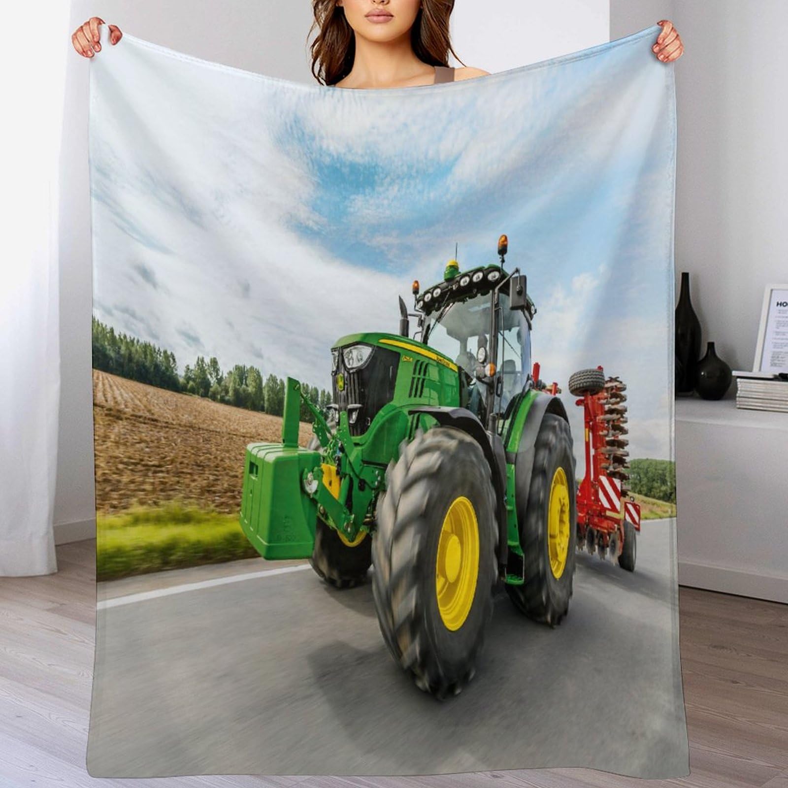 Couverture plaid tracteur très doux cadeau idéal flannel 100x130cm