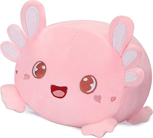 Miniatura 1 de AIXINI Bonita almohada de felpa de ajolote rosa de 8 pulgadas, animal de peluche luminoso de salamandra ajolote, suave peluche kawaii para abrazar,