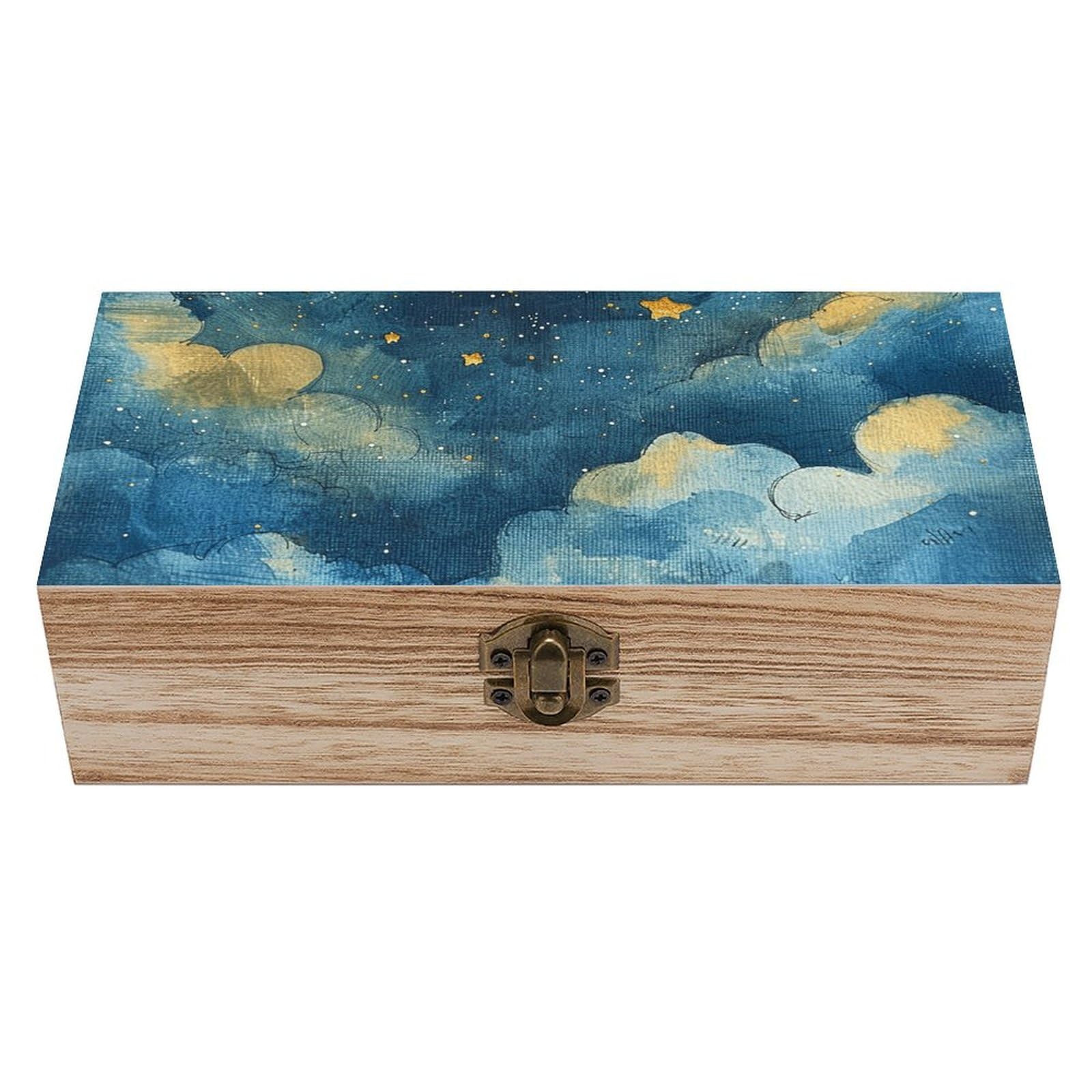 NTVOWPZO Wooden Storage Box Unique Scenery Images Wood Gift Box with Hinged Lid Vintage Decorative Boxes Jewelry Memory Box for Jewelry Art Hobbies Home Storage Treasure Keepsake Gift