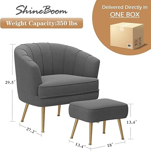 Miniatura 2 de Sillas decorativas de terciopelo con otomana para sala de estar, dormitorio, oficina, ocio, tapizadas, sofá individual, silla con brazo, cómoda