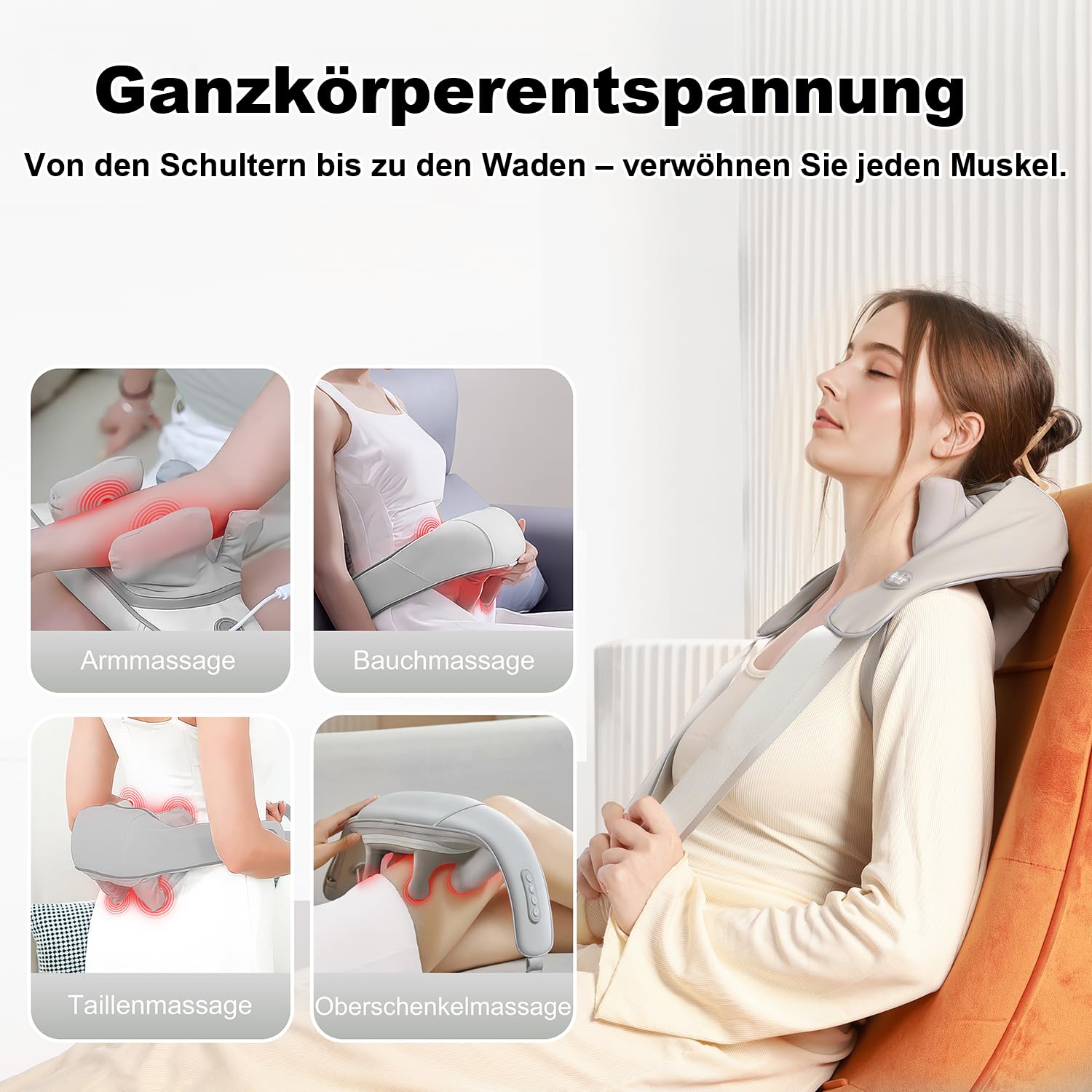 Nackenmassagegerät mit Wärme, Shiatsu Massagegerät, Massagegerät Rücken für Nacken, Rücken, Schulter, Taille, Beine, Muskeln, Weihnachtsgeschenke für Frauen und Männer